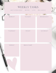 Weekly task sheet for busy moms Free Download - Weekly task sheet for busy moms